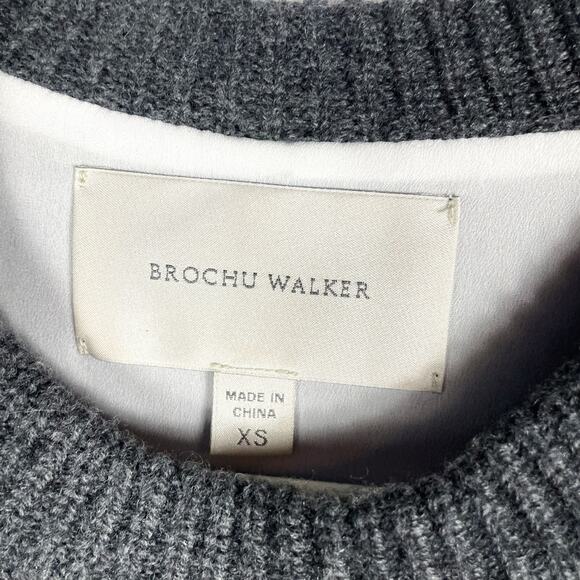 Brochu Walker Layered Mini Sweater Dress Gray Wool Cashmere Crew Neck Sz XS - Picture 8 of 11